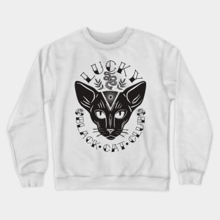 Celestial Sphynx Face Gothic Black Cat Aesthetic Crewneck Sweatshirt